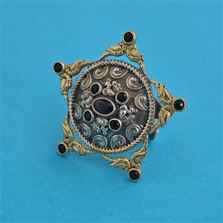 Oxidised Adjustable Ring with 2 Tone Plating