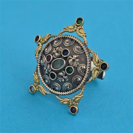 Oxidised Adjustable Ring with 2 Tone Plating