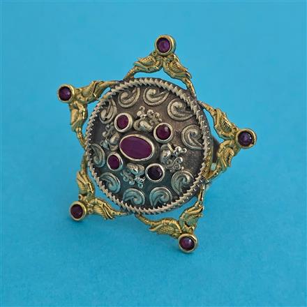 Oxidised Adjustable Ring with 2 Tone Plating