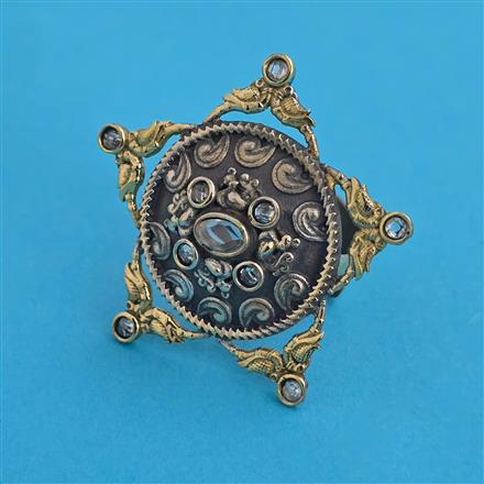 Oxidised Adjustable Ring with 2 Tone Plating