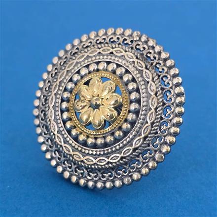 Oxidised Adjustable Ring with 2 Tone Plating