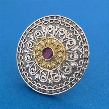 Oxidised Adjustable Ring with 2 Tone Plating