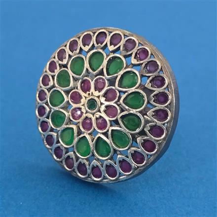 Oxidised Adjustable Ring with Rhodium Plating