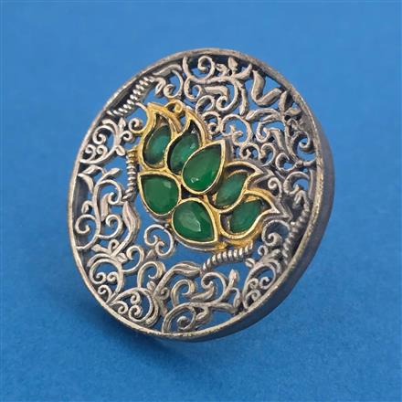 Oxidised Adjustable Ring with 2 Tone Plating