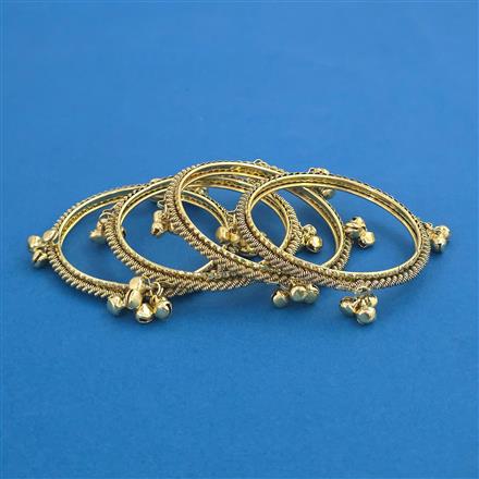Oxidised 4 Pc Classic Bangles with Gold Plating
