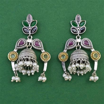 Oxidised Classic Earring with 2 Tone Plating