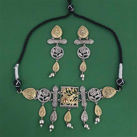 Oxidised Classic Necklace with 2 Tone Plating
