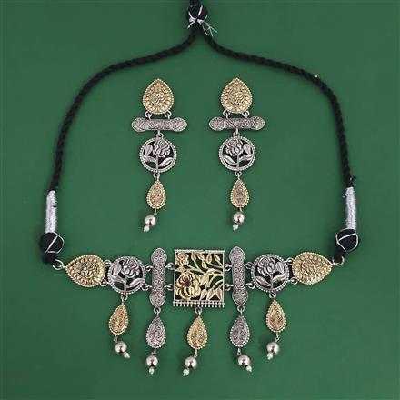 Oxidised Classic Necklace with 2 Tone Plating