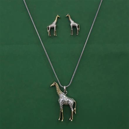 Oxidised Animal Pendant Set with 2 Tone Plating