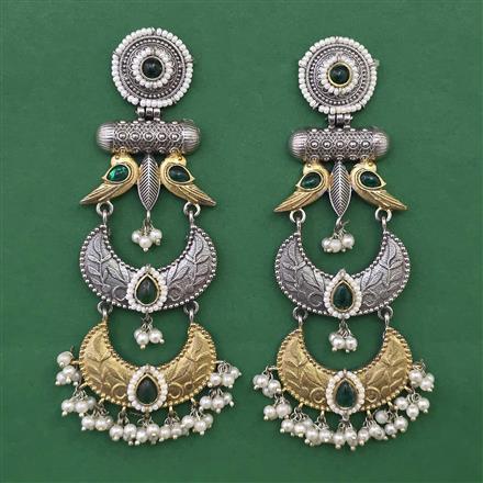 Oxidised Long Earring with 2 Tone Plating