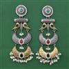 Oxidised Long Earring with 2 Tone Plating