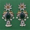 Oxidised Pearl Earring with 2 Tone Plating