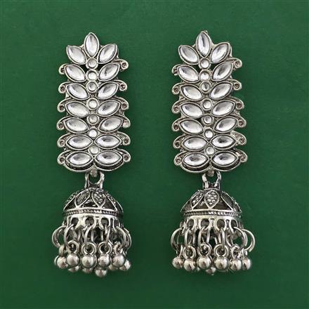 Oxidised Jhumki with Rhodium Plating
