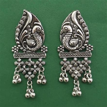 Oxidised Birds Earring with Rhodium Plating