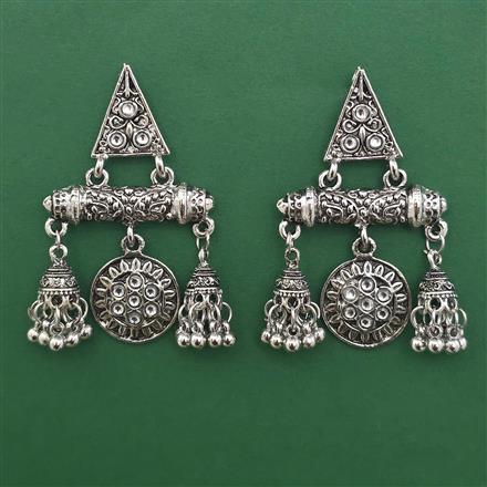 Oxidised Classic Earring with Rhodium Plating