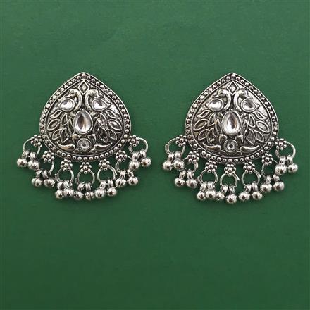 Oxidised Birds Earring with Rhodium Plating
