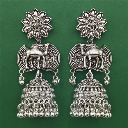 Oxidised Jhumki with Rhodium Plating