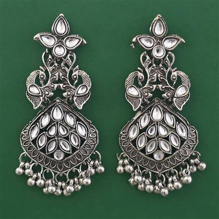 Oxidised Birds Earring with Rhodium Plating