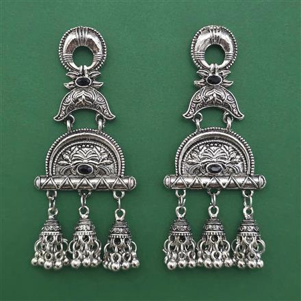 Oxidised Classic Earring with Rhodium Plating