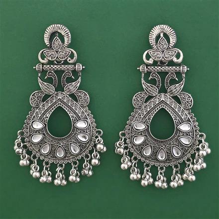Oxidised Birds Earring with Rhodium Plating