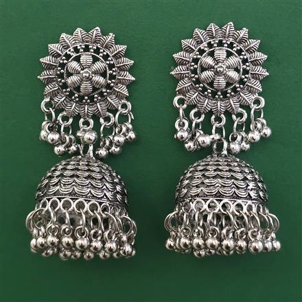 Oxidised Jhumki with Rhodium Plating