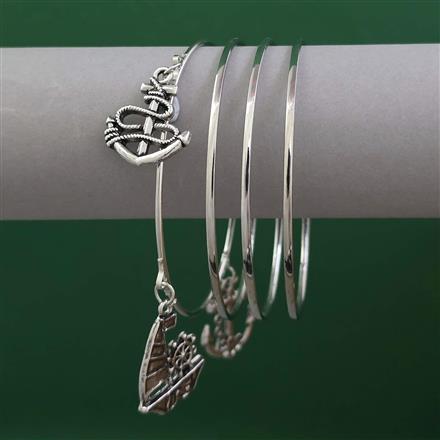 Oxidised 4 Pc Classic Bangles with Rhodium Plating