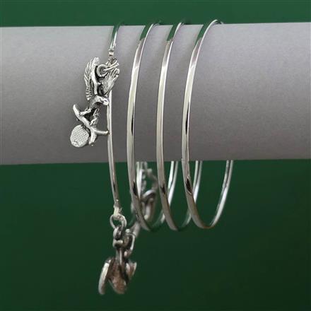 Oxidised 4 Pc Classic Bangles with Rhodium Plating