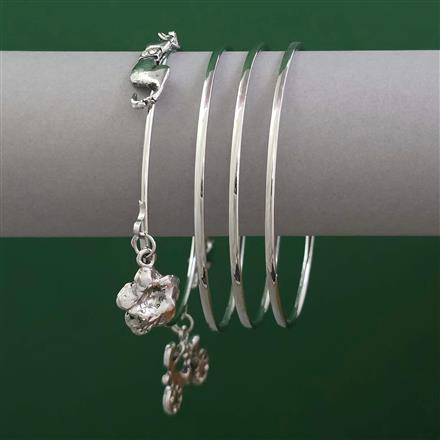 Oxidised 4 Pc Classic Bangles with Rhodium Plating