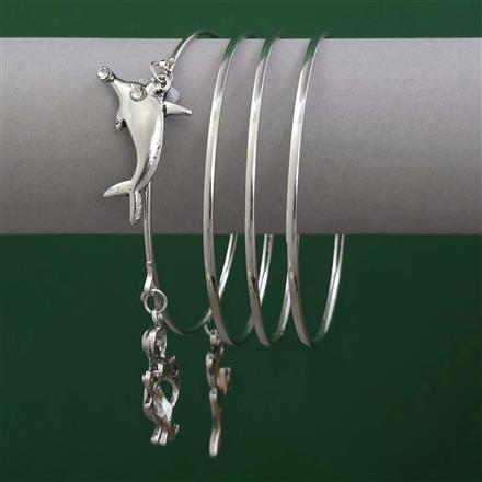 Oxidised 4 Pc Classic Bangles with Rhodium Plating