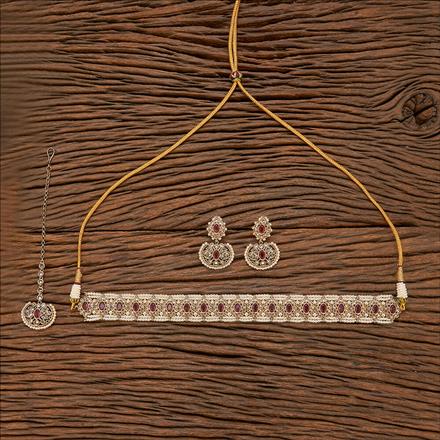 Antique Pearl Necklace With Mehndi Plating