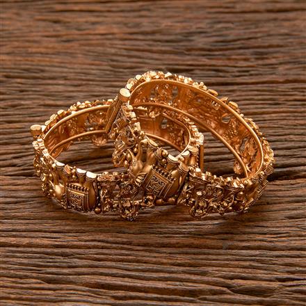 Antique Temple Bangles With Matte Gold Plating