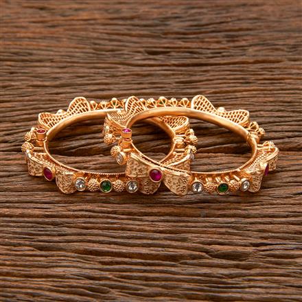 Antique Openable Bangles With Matte Gold Plating