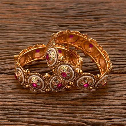 Antique Meenakari Bangles With Matte Gold Plating