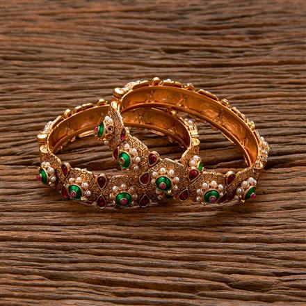 Antique Meenakari Bangles With Matte Gold Plating