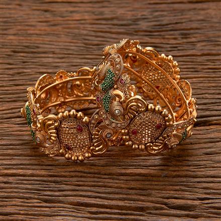 Antique Meenakari Bangles With Matte Gold Plating