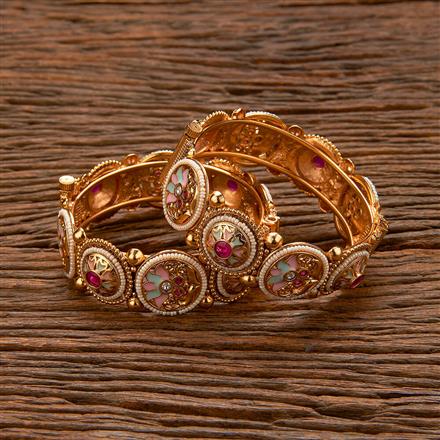 Antique Meenakari Bangles With Matte Gold Plating