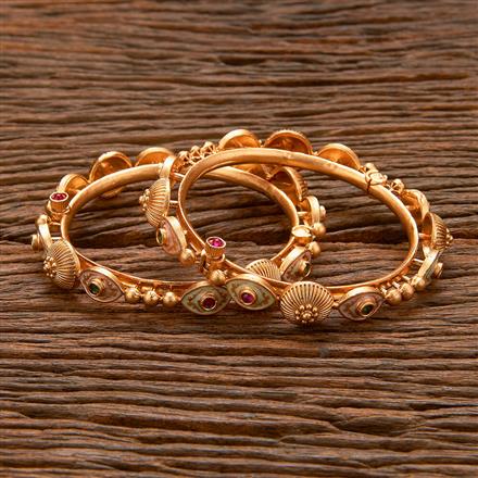 Antique Meenakari Bangles With Matte Gold Plating