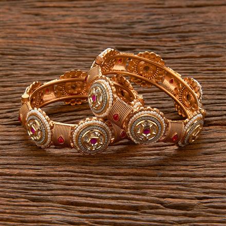 Antique Pearl Bangles With Matte Gold Plating