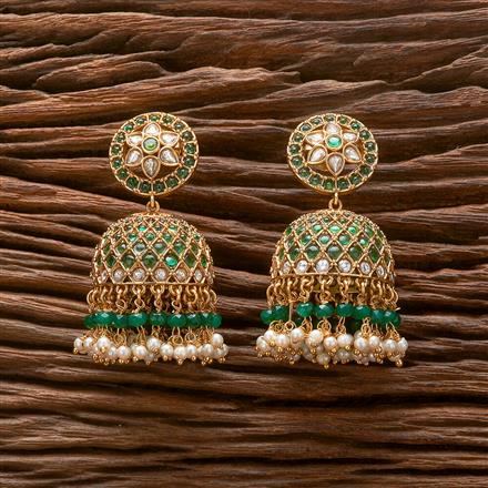 Antique Moti Jhumki With Matte Gold Plating