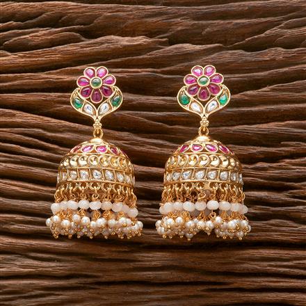 Antique Pearl Jhumki With Matte Gold Plating
