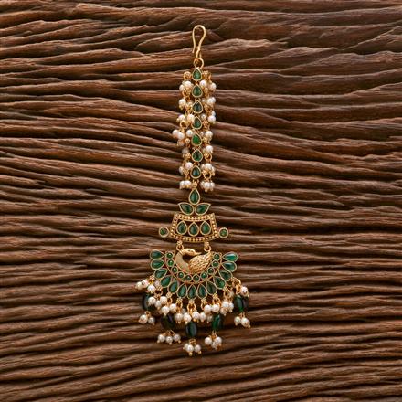 Antique Moti Tikka With Matte Gold Plating