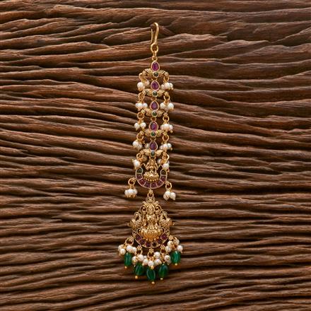 Antique South Indian Tikka With Matte Gold Plating