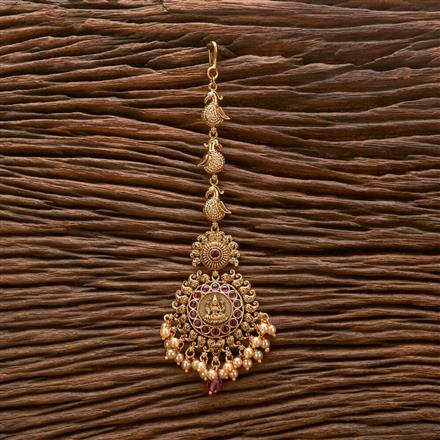 Antique Peacock Tikka With Matte Gold Plating