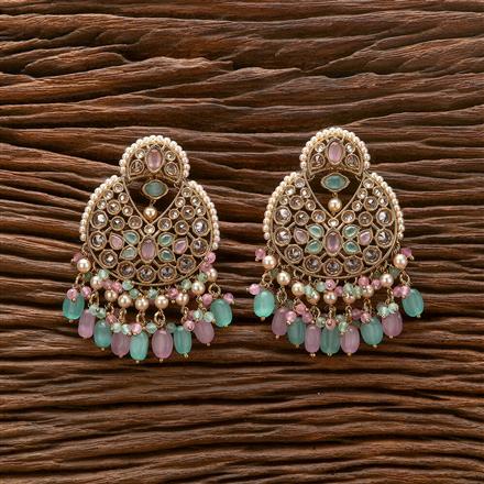 Antique Moti Earring With Mehndi Plating