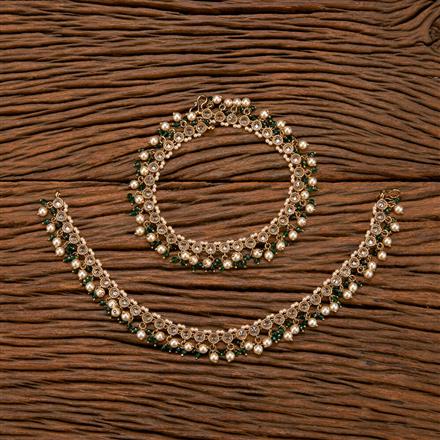 Antique Moti Payal With Mehndi Plating