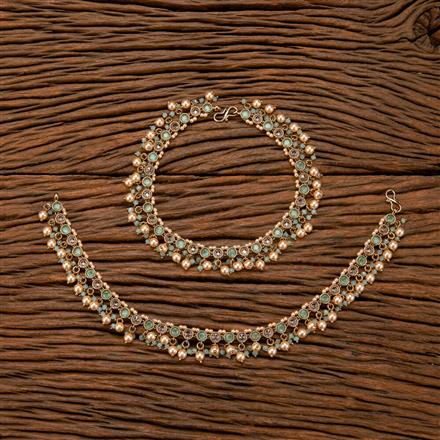 Antique Moti Payal With Mehndi Plating