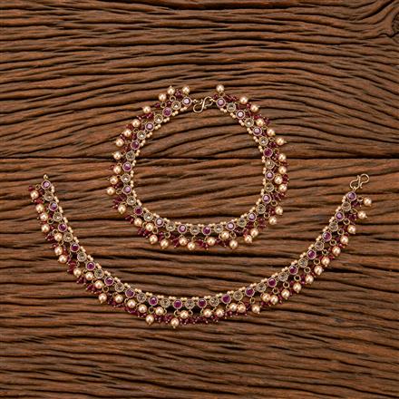 Antique Moti Payal With Mehndi Plating