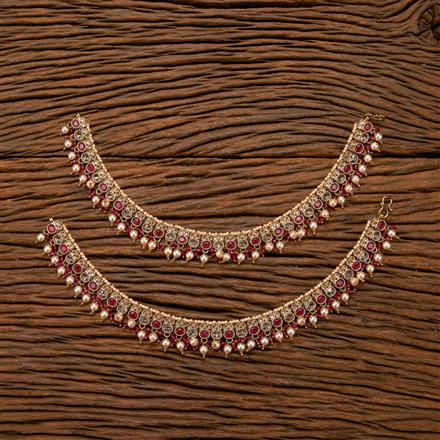 Antique Pearl Payal With Mehndi Plating