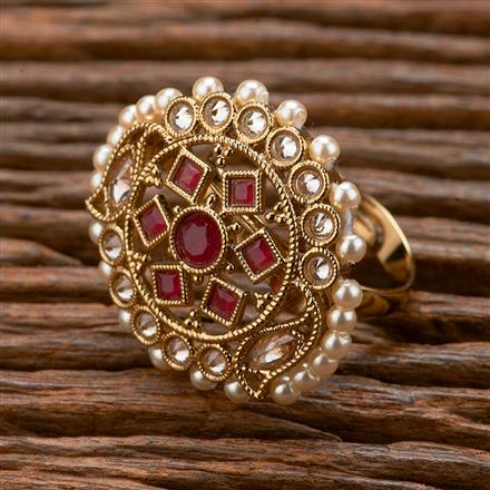 Antique Adjustable Ring With Mehndi Plating
