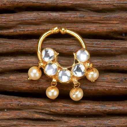 Kundan Pressing Nose Ring With Gold Plating